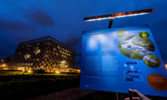 Led lights powered by plants at Atlas building, Wageningen University & Research campus.  (Photo: Wild Frontiers)