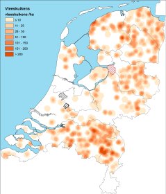 Het zwarte raster is gemeente Oudewater (Hekendorp), het grijze raster is gemeente Nieuwkoop (Ter Aar), het rode raster is de gemeente Kampen (Kamperveen)