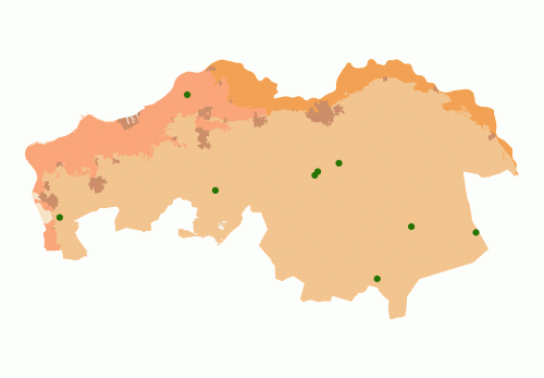 Klik op een bolletje voor meer informatie over het bosreservaat.