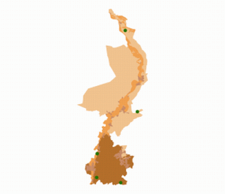 Klik op een bolletje voor meer informatie over het bosreservaat.