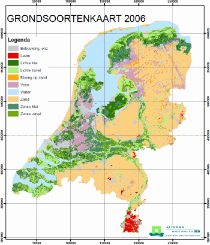 grondsoort, grondsoortenkaart 2006, kaart WUR