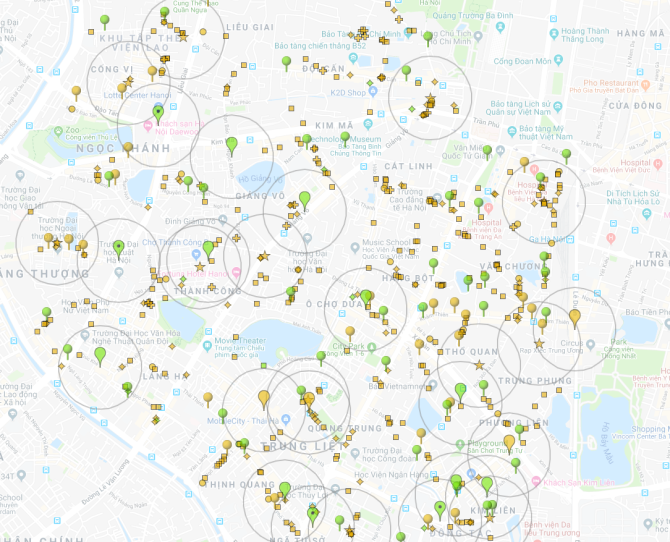 Screenshot of the retail diversity map of Hanoi, Vietnam. Click to view the interactive demo map.  