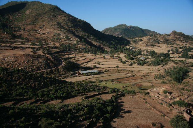 Landschap in Wollo, het noorden van Ethiopië, waar landbouw onmogelijk is. Foto: Dawit Alemu
