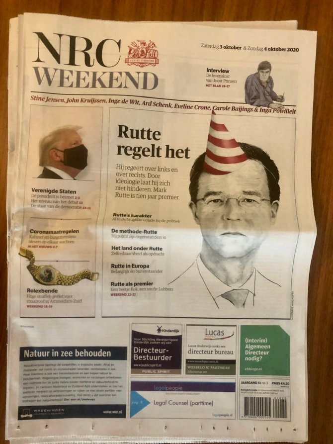 Front page of Dutch newspaper NRC with the project Resilience of the Richest Reefs highlighted in the left bottom.