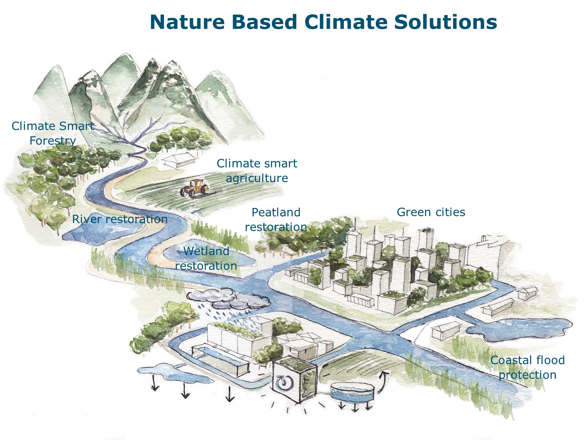 Nature-Based Solutions are a new focal point in the global effort to deal with climate change. Graphic: Natasha de Sena, WER