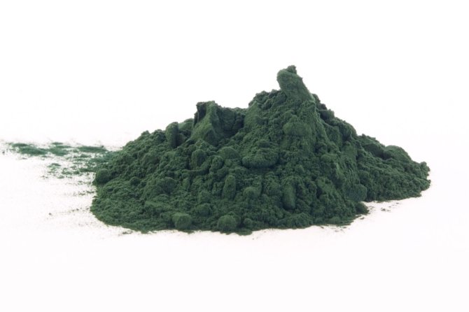 Gedroogde algen als supplement voor voedsel.