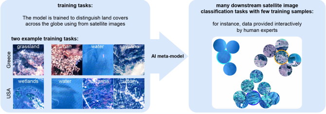 Example of two training tasks. Source: Rußwurm, M., Wang, S., Kellenberger, B., Roscher R., and Tuia D. Meta-learning to address diverse Earth observation problems across resolutions (2024).