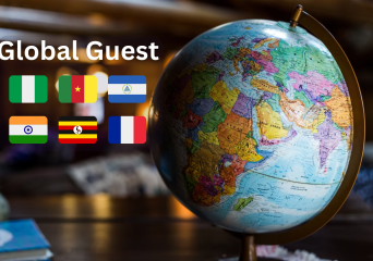 Globe with countries regarding previous Global Guest speakers