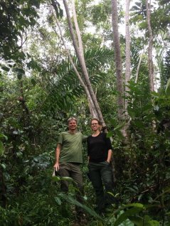 Researchers Prof Lourens Poorter and PhD student Jazz Kok in an 18 year old secondary wet forest in Ghana