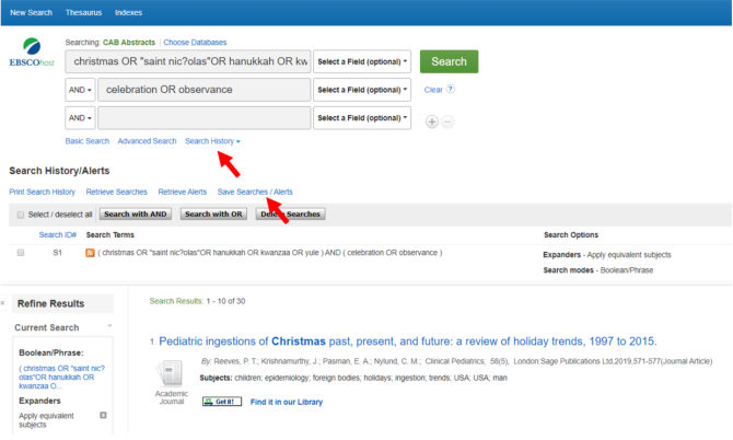 Search Alert in EBSCOhost